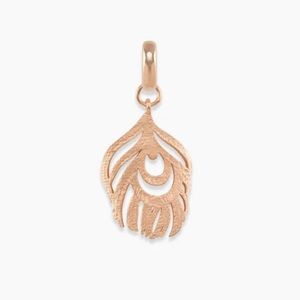 Peacock Feather Charm In Rose Gold